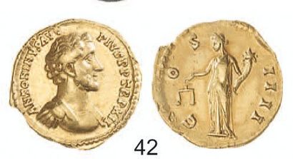 null ROME. Antonin le Pieux (138 - 161). Aureus de Rome au buste cuirassé de l'empereur....