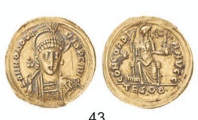 null ROME. Honorius (393 - 423). Solidus au nom d'Honorius pour Thessalonique. R/Constantinople...