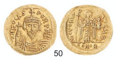 null BYZANCE. Focas (602 - 610). Solidus de Constantinople. R /Victoire tenant longue...