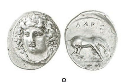 null GRECE. Thessalie, Larissa (400 - 344). Drachme à la tête de la nymphe Larissa...
