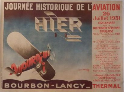 DERATT Journée Historique de l'Aviation 1931 entoilée très bon état 160/x 120/cm