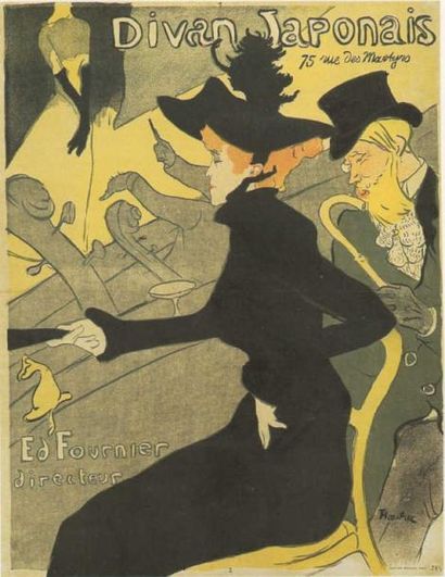 Toulouse-Lautrec Henri de Divan Japonais 1893 entoilée A- très bel aspect bon état...