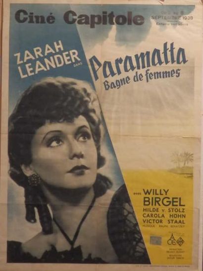 null Zarah Leander dans Paramatta bagne de femmes 1938 60/x 80/cm non entoilée sur...