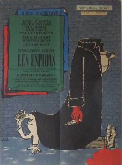 SINÉ Les Espions (Clouzot) non entoilée 60/x 80/cm rare