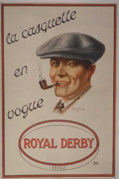 JEANDY Ad La Casquette Royal Derby 1922 entoilée très bon état 80/x 120/cm