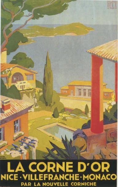 BRODERS ROGER La Corne d'Or Nice-Villefranche- Monaco 1930/ entoilée 62 x 100/cm...