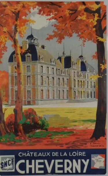 CHAMPSEIX Cheverny chateau de la Loire 61 x 98 cm sous cadre