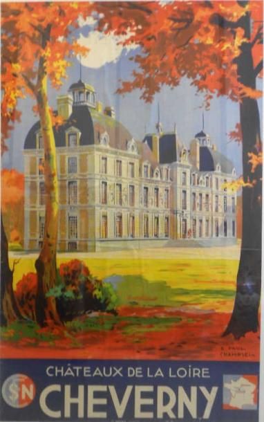 "CHAMPSEIX Chateau de la Loire Cheverny 62 x 100/cm non entoilée