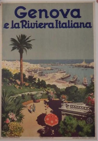 CRAFFONARA Aurelio Genova e la Riviera Italiana 1931 entoilée très bon état 70/x...