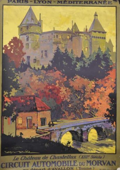 SOUBIE R Circuit du Morvan chateau de Chastellux 1923 non entoilée 75 x 105 cm