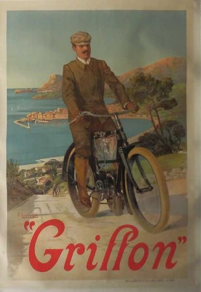 Hugo d'Alesi Griffon 1904 entoilée parfait état 84 x 122 cm