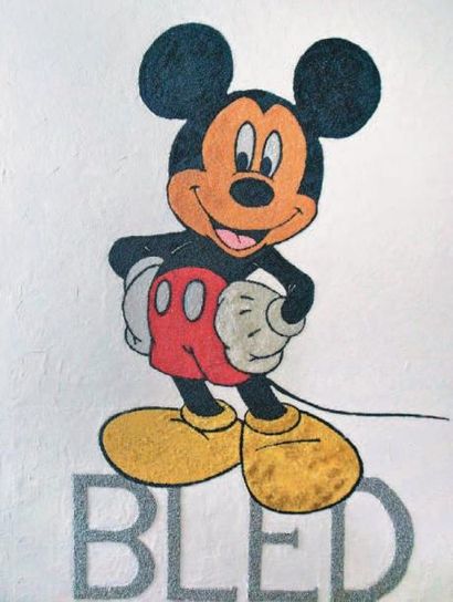 MOKDAD Sofiane, né en 1969 Bled Mickey Technique mixte sur toile, non signée, 195...