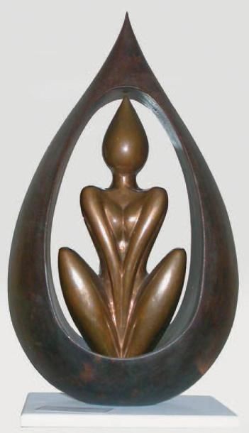 RENAUT Marc, né en 1952 Genesis Sculpture en bronze, signée au dos, Haut.: 49 cm