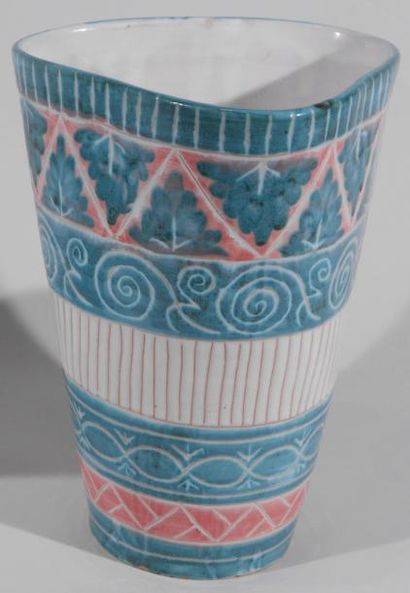 ALLIX Michel Allexandrov (1910 -?) Vase. Terre de Vallauris, signature manuscrite...