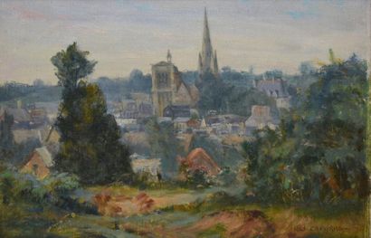 CAPGRAS Georges, 1866-1947 Vue de Guingamp Huile sur toile, signée en bas à droite,...