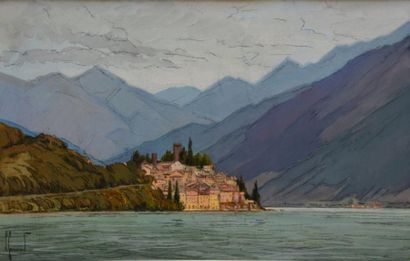 COMMARMOND Pierre, 1897-1983 Lac de montagne Gouache, signée en bas à gauche, 32x49...