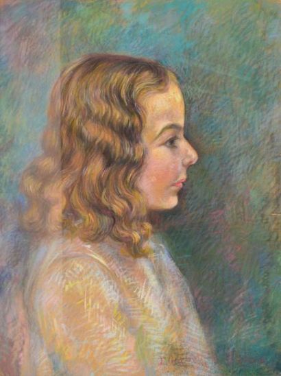 DE GROUX Elisabeth, 1894-1949 Portrait d'Élisabeth, fille de l'artiste Pastel sur...