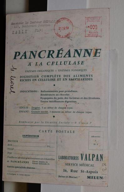 L'ABBÉ MOREL, 1908-1991 Sans titre orangé Gouache sur un prospectus médical posté...