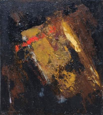 MADEC Jean, né en 1924 Sans titre noir Huile sur toile, signée au dos, 18x16 cm.
