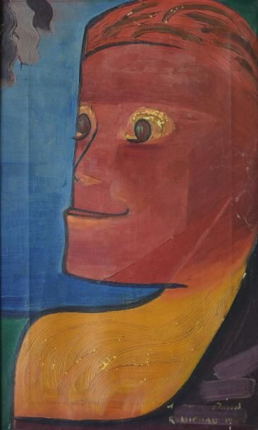 MICHAU Raoul, 1897-1981 Tête rouge, 1929 huile sur toile (manques), signée et datée...