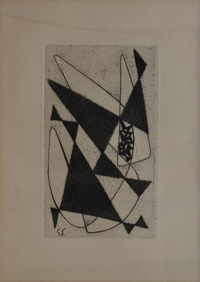 SINGIER Gustave, 1909-1984 Composition Eau-forte en noir (légère insolation), monogramme...