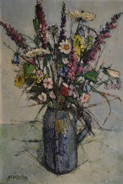 ARDISSONE Yolande, née en 1927 Fleurs des champs Huile sur toile, signée en bas à...