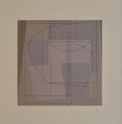 BALLY Théodore, 1896-1975 Composition mauve Peinture, collage et mine de plomb, monogramme...