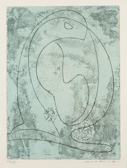 ERNST Max, 1891-1976 Composition, 1963 Eau-forte en couleurs n°16 / 51, signée en...