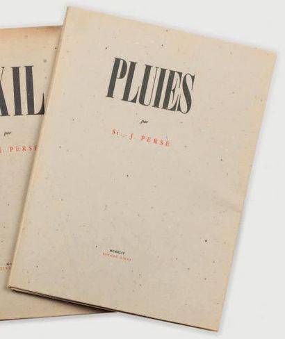 SAINT-JOHN PERSE Pluies. Buenos Aires, Éditions des Lettres françaises, 1944. In-4,...
