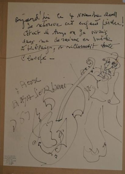 RAYA Musiciens, 1970 Huile sur carton, signé et daté en bas à droite, dessin à l'encre...