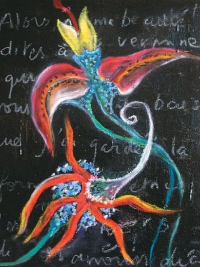 SERRE Pascale, née en 1959 Les fleurs de Baudelaire, 2010 Huile et pastel sur toile,...