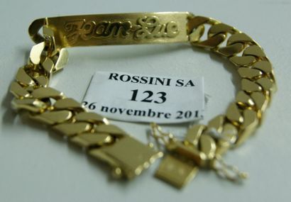 null Bracelet d'identité en or jaune, la plaque gravée "Jean-Luc". Longueur: 18 cm....