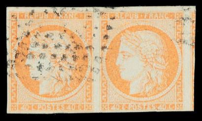 null Colonies Générales, CÉRÈS n°13d, 40 centimes orange en paire, les deux timbres...