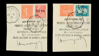 null Poste Aérienne n°3 et n°4, 10fs/90c rouge " Berthelot " et 10fs / 1f50 bleu...