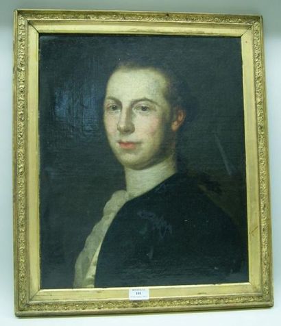 École Allemande du XVIIIe siècle Portrait d'homme au jabot Toile marouflée sur carton...