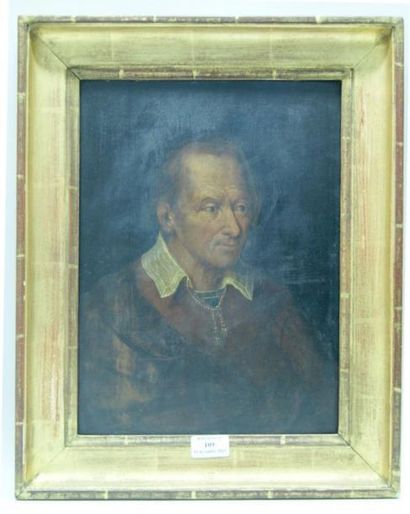 École FLAMANDE Seconde moitié du XVIIIe siècle Portrait d'homme en veste rouge et...