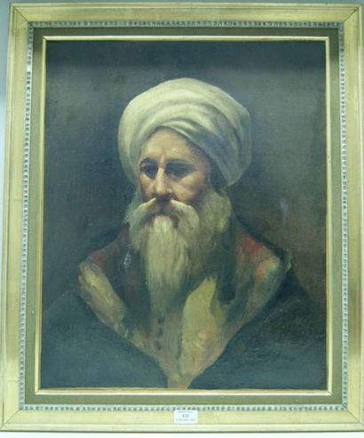 École Française du XIXe siècle Portrait d'homme au turban Huile sur toile (restaurations)....