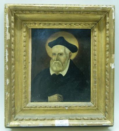 École Française du XIXe siècle Portrait d'un saint homme Huile sur toile. Haut.:...