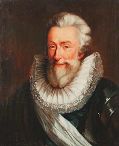 École Française du XIXe siècle Portrait du roi de France Henri IV en buste, large...