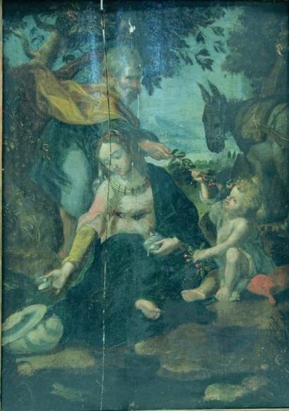 BAROCCI Federico (Suite de) (1528 -1612) Le Repos de la sainte famille Huile sur...