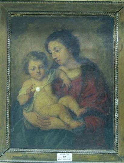 École FLAMANDE du XVIIe siècle Attribué à Cornelis SCHUT (1597-1655)) La Vierge couronnée...