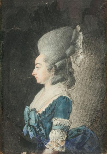 École FRANÇAISE du XVIIesiècle (Entourage de Carmontelle) Portrait de jeune de profil...