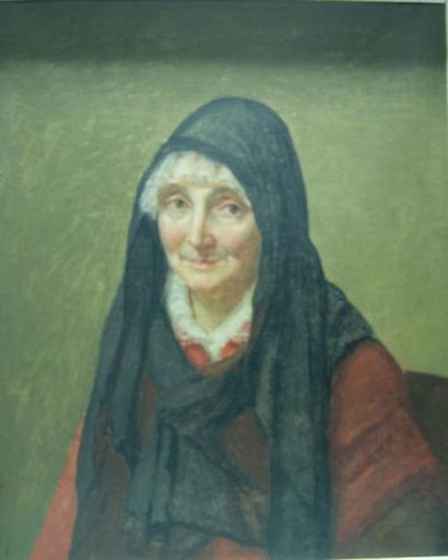 École Française du XVIIe siècle Portrait de jeune femme âgée, un voile sur son bonnet...
