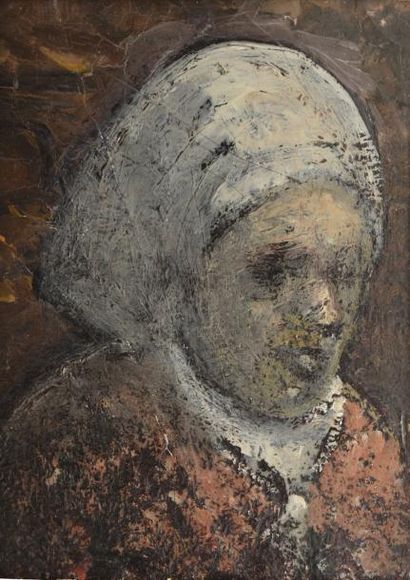 Adolphe PETERELLE Portrait de femme Peinture sur toile, non signée, inscription au...