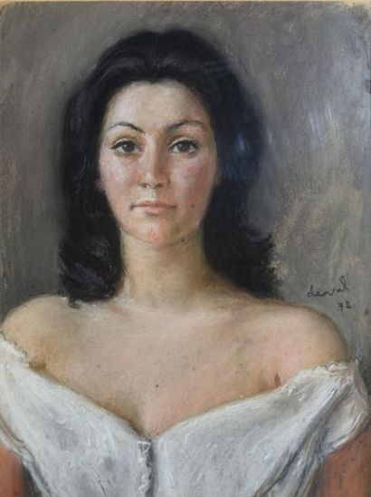 Pierre DEVAL Jeune femme brune, 1972 Pastel, signé et daté en bas à droite, 44 x...