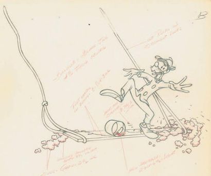 null BIG WASH Studio Disney, 1948. Dessin d'animation de Goofy à la mine de plomb...