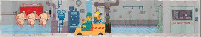 null LES SIMPSONS Multi-cell de Bart Simpson avec son décor original. Celluloïd de...