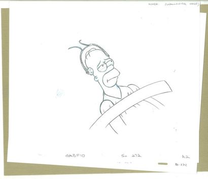 null LES SIMPSONS (Matt Groening) Deux dessins d'animation d'Homer. 26,5 x 31,5 ...