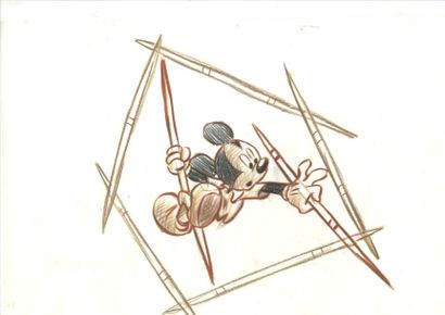Studio Disney Ensemble de 5 dessins avec Mickey, Minnie, Pat Hibulaire, Donald et...