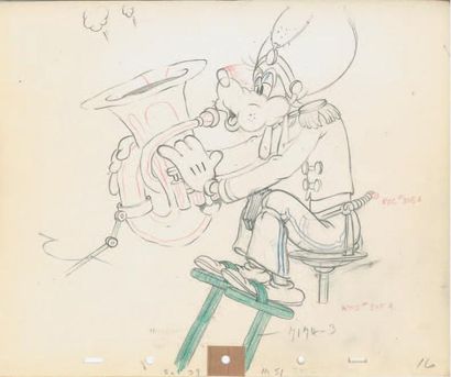 null MICKEY'S AMATEURS Studio Disney, 1937. Beau dessin d'animation de Goofy à la...